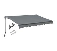 Juskys Store Banne 300 x 250 cm - Ombrage pour Terrasse et Balcon - Avec Manivelle et Support - Protection Solaire Articulé Gris