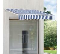 [en.casa] Store Banne Balcon Bitonto 350 x 250 cm à Bras Articulés avec Manivelle Protection Solaire pour Terrasse Extérieur Balcon Structure en Aluminium Résistant Aux Intempéries Bleu Blanc
