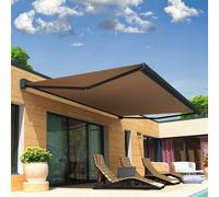 Store Banne Coffre Celeste 4,00x3,00 M (Motorisé Secours À Télécommande + Led - Gris Anthracite - Taupe) Gris