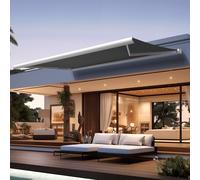 Store Banne Coffre Cinabre 3,00x2,00 M - Motorisé À Télécommande - Blanc - Gris Graphite Blanc