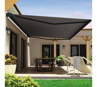 Store Banne Coffre Hevoa 4,05x3,50 M (Motorisé Secours À Télécommande + Led - Gris Anthracite - Gris Graphite) Gris