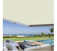 Store banne coffre intégral 3,5 x 3 m motorisé et manuel extérieur pour terrasse - Écru