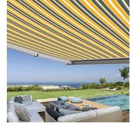 Store banne coffre intégral 3,5 x 3 m motorisé et manuel extérieur pour terrasse - Gris jaune