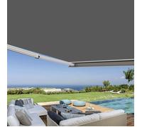 Store banne coffre intégral 4,5 x 3,5 m motorisé et manuel extérieur pour terrasse - Gris