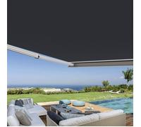 Store banne coffre intégral 4 5 x 3 5 m motorisé et manuel extérieur pour terrasse - Gris anthracite
