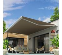 Store Banne Coffre Soa 6,00x3,50 M (Motorisé Secours À Télécommande + Led - Blanc - Taupe) Blanc