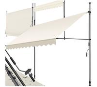 Store banne de jardin - TECTAKE - Store à pince sans perçage avec manivelle réglable en hauteur - Beige - 300 x 180 cm