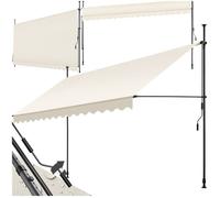 Store banne de jardin - TECTAKE - Store à pince sans perçage avec manivelle réglable en hauteur - Beige - 400 x 180 cm