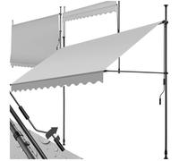 Store banne de jardin - TECTAKE - Store à pince sans perçage avec manivelle réglable en hauteur - Gris Clair - 300 x 180 cm
