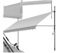 Store banne de jardin - TECTAKE - Store à pince sans perçage avec manivelle réglable en hauteur - Gris Clair - 400 x 180 cm