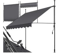 Store banne de jardin - TECTAKE - Store à pince sans perçage avec manivelle réglable en hauteur - Noir/Gris - 200 x 180 cm
