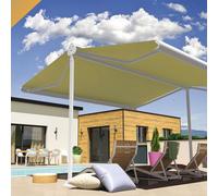 Store Banne Double Pente Enargite 4,00x2x3,00 M (Manuelle - Blanc - Écru) Blanc