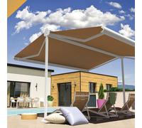 Store Banne Double Pente Enargite 6,00x2x3,00 M (Motorisé À Télécommande - Blanc - Taupe) Blanc