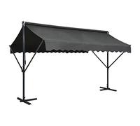 Store Banne Double Pente Manuel, Auvent sur Pied 4x3 m Anthracite