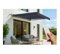 Store banne électrique semi-coffre - Cazeboo - FAZZIO - 3x2,5m - Toile premium 320g/m² - Gris - Anti-UV - Surface couverte 7,5 m²