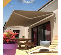 Store Banne Loggia Dionea 4,00x3,00 M (Manuelle - Blanc - Taupe) Blanc