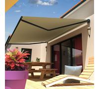 Store Banne Loggia Dionea 4,00x3,00 M (Manuelle - Gris Anthracite - Écru) Gris