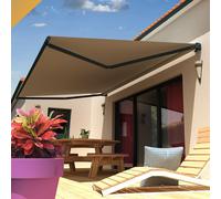 Store Banne Loggia Dionea 4,00x3,00 M (Manuelle - Gris Anthracite - Taupe) Gris