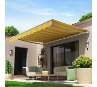 Store Banne Loggia Saphir Gris Alu 4,00x2,50 M + Lambrequin (Manuelle - Jaune Gris Dhr09) Gris