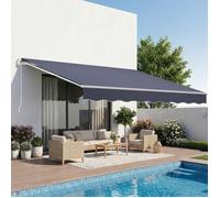 VEVOR Store Banne Manuel 400x300 cm Auvent Rétractable pour Terrasse et Balcon, Extérieur, Devantures de Cafés, de Restaurants, de Boutiques, avec Manivelle, Angle d'Inclinaison 45°-85°, Gris Foncé