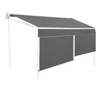IDMarket Store banne manuel 4x3 m gris anthracite lambrequin H.1,50 m