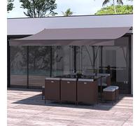 Store Banne Manuel ADRO 4x3 m Taupe Toile Polyester 280 g/m² Waterproof