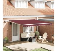 Store Banne Manuel avec LED, 400x300 cm, Tissu Polyester Imperméable UV, Auvent de Terrasse Extérieur, Cadre Aluminium Blanc, Éclairage 12V, Store Exterieur Terrasse, Bordeaux