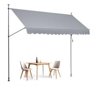 VEVOR Auvent de terrasse rétractable 400 x 120 cm, store banne manuel avec manivelle, hauteur réglable 218-310 cm, abri pare-soleil extérieure de balcon résistant aux UV pour patio, balcon, cour, gris