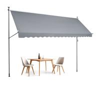 VEVOR Auvent de terrasse rétractable 450 x 120 cm, store banne manuel avec manivelle, hauteur réglable 218-310 cm, abri pare-soleil extérieure de balcon résistant aux UV pour patio, balcon, cour, gris