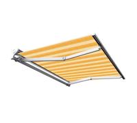 Store banne manuel Demi coffre 3 x 2,5 m pour terrasse - Jaune rayé