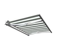 Store banne manuel Demi coffre 4 x 3 m pour terrasse - Blanc gris