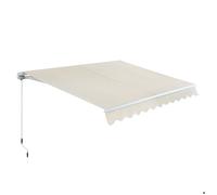 Store Banne Manuel Extérieur Rétractable 3 x 2,5 m - Auvent Angle Réglable - Toile Beige, Armature Blanc - Terrasse & Jardin