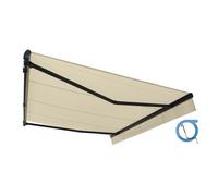 Store banne manuel monobloc 4x3 m beige sans coffre - Structure grise anthracite - EASY OMBRAZUR