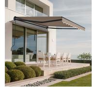 Cazeboo Store banne monobloc manuel 3 x2,5 m taupe - Cazeboo VECCHIO toile 320g/m² UV50+ - structure aluminium thermolaqué gris anthracite RAL 7016 - inclinaison 30 à 100° - protection terrasse 7,5 m²