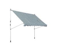 Outsunny Store banne Manuel rétractable 3L x 1,5l m Auvent Téléscopique sans Perçage Inclinaison et Hauteur réglable Installation Rapide métal alu Polyester Anti-UV Vert Blanc rayé