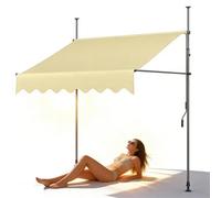 Store Banne Manuel Rétractable avec Manivelle pour Balcon Terrasse | sans Perçage, Toile épaisse étanche UV, Auvent Télescopique Réglable pour Jardin/Cour/Café (Beige,100×120cm)
