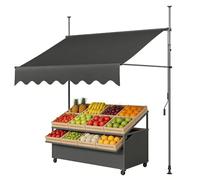 Store Banne Manuel Rétractable avec Manivelle pour Balcon Terrasse | sans Perçage, Toile épaisse étanche UV, Auvent Télescopique Réglable pour Jardin/Cour/Café (Dark Grey,300×120cm)