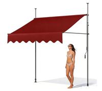 Store Banne Manuel Rétractable avec Manivelle pour Balcon Terrasse | sans Perçage, Toile épaisse étanche UV, Auvent Télescopique Réglable pour Jardin/Cour/Café (Burgundy,250×120cm)