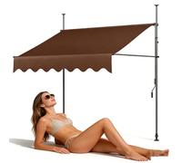 Store Banne Manuel Rétractable avec Manivelle pour Balcon Terrasse | sans Perçage, Toile épaisse étanche UV, Auvent Télescopique Réglable pour Jardin/Cour/Café (Brown,300×120cm)