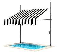 Store Banne Manuel Rétractable avec Manivelle pour Balcon Terrasse | sans Perçage, Toile épaisse étanche UV, Auvent Télescopique Réglable pour Jardin/Cour/Café (Black Stripe,150×120cm)