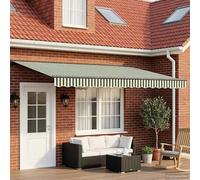 Store banne Manuel Semi-Coffre, Vert et Blanc, 4.5 x 3.5 m