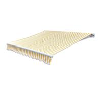 Store Banne Motorisé à Bras Articulés, 400 cm, Jaune/Blanc, Tissu Polyester 270 g/m², Imperméable et Résistant aux UV, Télécommande Incluse, Store Exterieur Terrasse, Auvent de Terrasse