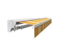Store banne motorisé et manuel 4 x 3 m Demi coffre pour terrasse - Jaune rayé