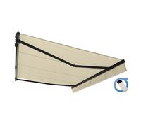 Store banne motorisé monobloc 4x3 m beige sans coffre - Structure grise anthracite - EASY OMBRAZUR
