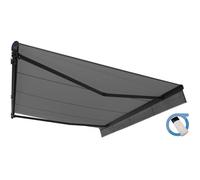 Store banne motorisé monobloc 4x3 m gris sans coffre - Structure grise anthracite - EASY OMBRAZUR