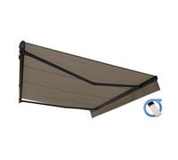 Store banne motorisé monobloc 4x3 m taupe sans coffre - Structure grise anthracite - EASY OMBRAZUR
