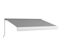 Store banne motorisé - Outsunny - 4 x 3 m - avec télécommande et manivelle - en aluminium et polyester de 270g/m² - gris clair