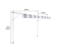 Store Banne Pour Balcon Chene 3 × 1,2m - Toile Beige Et Structure Grise Beige