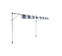 Store Banne Pour Balcon Chene 3 × 1,2m - Toile Rayée Blanche/Grise Et Structure Blanche Blanc