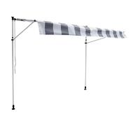 Store Banne Pour Balcon Chene 3 × 1,2m - Toile Rayée Blanche/Grise Et Structure Blanche Blanc